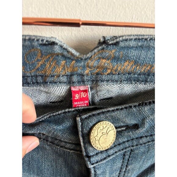 Apple Bottom Womens Y2K Embroidered Stretch Low Rise Denim Jeans Blue Sz 9/10 - Picture 3 of 14